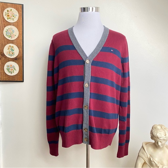 Tommy Hilfiger Eclectic Grandpa Striped Cardigan Large - Picture 1 of 14